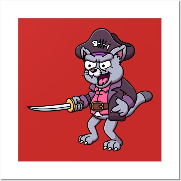 Pirate Cat Wall Art by TheMaskedTooner